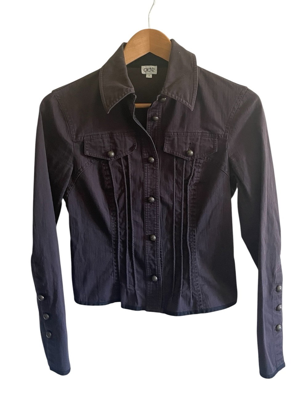 I1- charcoal shirt top gray small size 6 CACHE